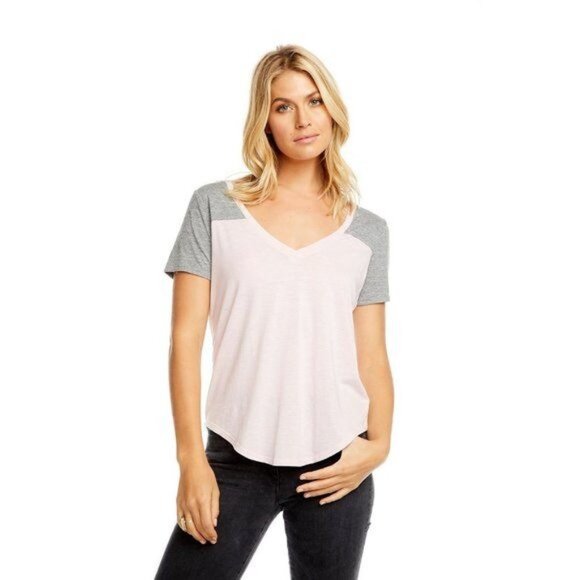 Chaser Tops - Blocked Jersey V-Neck Tee